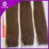 100g 40pcs Cinta adhesiva Extensiones de cabello Brasileño Indio Remy Cabello humano 18 20 22 24 pulgadas # 6 / Cabello de trama de piel marrón medio