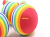 50pcs/lot FreeShiping 3.5cm 4.3cm 6.3cm Puppy Pet Dog Toys Ball Dogs Squeak Toys Pet Ball Rainbow Color Chew Toys