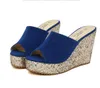 Sequined блестки платформа клин женщин сандалии обувь пляж тапочки синий фуксия черный размер 34 до 40