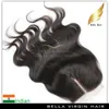 Indian Ciało Fala Włosy z Colsure Virgin Human Hair Hair Bliski Część Koronki Zamknięcie klasa 8A Weft Weft Natural Color 8-30 cal Bella