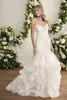 Jasmine 2018 Tiered Skirts Mermaid Wedding Dresses Sweetheart Vestido De Novia Backless Bridal Gowns Lace Appliqued Trumpet Wedding Dress