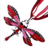 hot sell 6Colors Vintage Enamel Dragonfly Crystal Pendant Necklaces Organza String Necklace Necklaces fashion Jewelry