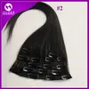 Clip da 120 g nelle estensioni dei capelli umani Vendi clip in capelli lisci Clip brasiliana nelle estensioni dei capelli Set completo di capelli8189469