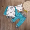 Nouvelle Arrivée Enfants Vêtements Automne Nouveau-Né Bébé Vêtements Cerf Tête Flèche Imprimé T-Shirt À Manches Longues + Pantalon + Chapeau 3 pcs Tenues Ensemble