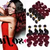 Betyg 7a Malaysiska Ombre Body Wave Obehandlat Virgin Human Hair Weave Ombre Burgundy 1B 99J Body Wave Extensions Red Wine 3pcs Lot Two Tone