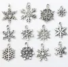 Noël MIXED Snowflake Charms 120pcs / lot Antique Argent Pendentifs Bijoux DIY L770 L738 L1607 L742 Fit Bracelets Colliers LM38268S
