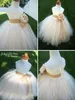 Cute Rustic Flower Girl's Dresses A Line Ankle Length Kids communion dress lace Tiered Sheer tulle Girl pageant Gown for little Girls