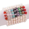 9 Colors Süßwasserperlen Opal Kristall Perlen Stränge Dehnbare Armbänder Modeschmuck BR06