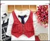 2015 Hot Boys Gentleman Set 2-7y Crianças Autumn Suits roupas roupas 4 pcs camiseta + calças + colete xadrez + gravata frete grátis MOQ: 24Sets svs0490