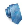 Mens Hankerchief Cufflinks Set Blue Paisely Jacquard Woven Tie Set Business Work Formele Meeting Leisure N-0566309V