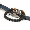 Nya Mode Smycken Partihandel Mens Present Nya Ankomst Alloy Metal Lava Rock Sten Beads Fitness Hantel Armband med ord