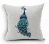 green peacock cushion cover country bird decorative pillows case beautiful almofada square home decor funda cojin6132256