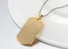 Stal nierdzewna Spersonalizowany naszyjnik z tagiem dla psów 18K Gold Plated Military Dog Tag Grawerowane niestandardowe stemplowane puste puste naszyjnik