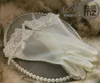 Vintage Ivory Waist Length Bridal Gloves Full Fingers Sheer Wedding Gloves Bowknot Beading Lace Bridal Gloves Rhinestone Bridal Hand Gloves