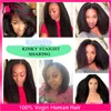 9A Mongolian Kinky Straight Human Hair With Closure Free Middle Three Part Italian Coarse Yaki Lace Closure With Bundles 4pcs/lot