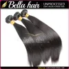 BellaHair – Extensions de cheveux brésiliens 100% naturels, tissage de cheveux, couleur naturelle, trame lisse et soyeuse, lots de 3, tête complète, 9A