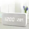 Cube Holz LED Wecker LED Display Elektronische Desktop Digitale Tischuhren Holz Digital Wecker USB/AAA Sprachsteuerung horloge