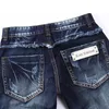 Jeans da uomo in stile europeo americano Patchwork lavato impiombato Jeans in denim dritto slim graffiato Rock Revival Plus Taglia: 28-38 Colore blu