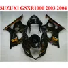 Nuevo juego de posventa para SUZUKI GSX-R1000 K3 k4 2003 2004 llamas marrones en kit de carenado de plástico negro GSXR1000 03 04 carenados CQ7