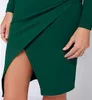 2015 V Neck Full Sleeve Sexy Women Summer Dress with Open Fork Wrinkle Waist Pencil Dress Asymmetric Bodycon vestidos femininos