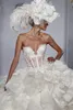 2020 Luxueux Bling Chérie Robes De Mariée Corset Corsage Sheer Boule De Mariée Perle PerlesTulle Robes De Mariée Robe De Noiva258b