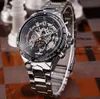 2024 Nowy zwycięzca Chronograph Clock Automatyczni stal nierdzewni Pełni stalowe szkielet zegarek Mężczyźni Mechaniczne męskie zegarek zegarek dla mężczyzn