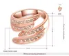 Fashion New Austrian Crystal Zircon Angel wings Ring Wedding Engagement Ring Full Size Real 24K Rose Gold Filled Fashion Jewelry A044