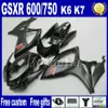 Jogo de carenagem ABS para SUZUKI GSXR 600 750 06 07 K6 peças motobike preto branco GSX-R 600/750 2006 2007 carenagens