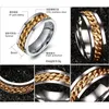 316L Edelstahl IP Gold Überzogene Hohe polierte Männer Mode Ringe Silber / Gold 8mm Größe 6-15