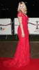 Czarowna czerwona koronka Syrenka Celebrity Suknie Wieczorowe Zakryte Rękawy Holly-Willoughby Sweep Sweep Gowns Bridal Party Dress Plus Size