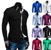 Acesso Collar Moda Duplo de 2016 New Men AutumnSpring Hit Cor Praça Lazer Buckle Manga comprida camisas A8692