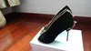شحن مجاني 2015 Ladies Suede Leather 10cm كعب الكعب أحذية زقزقة من الذهب المعدني المدبب مقاس 35-42
