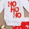 Kids Christmas Clothing Snowflake Deer Print Cotton Suits Toddler Spädbarn Baby Boys Girls Romper Byxor Hat 3pcs Outfits Ställ in nyfödda kläder