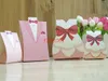 5000pcs / mycket gratis frakt större storlek rosa brud och brudgum godis chokladlåda för bröllopsfest favor gåva 8x4.3x11 cm