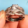 Free shipping wholesale Genuine 2ct Topaz Diamonique Cz 10KT White Gold Filled Gf Simulated Diamond Engagement Wedding Ring Set Sz 5-11