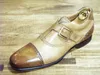Men Dress shoes Monk shoes Custom handmade shoes Mens shoes Genuine calf leather single strap buckle color beige HD-J044