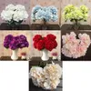 Mutli Color 5 Flower Heads Artificia Silk Fake Flower Bouquet Wedding Party Garden Floral Hydrangea FZH058