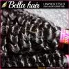 Partihandel 10st / Parti 10-24INCH Hårväv Obehandlat Hårbuntar Naturfärg Indisk Curly Human Hair Weft Gratis Frakt Bella Hair