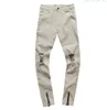 Mens rasgado buracos jeans motocicleta motocicleta denim para homens marca designer hip hop roupas