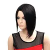 WoodFestival short wig for black women natural synthetic hair wigs straight 35cm bangs heat resistant fiber