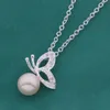 Free Shipping with tracking number Best Most Hot sell Women's Delicate Gift Jewelry 925 Silver Pearl Butterfly Necklace