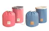 Barrel Shaped Travel Cosmetic Bag Nylon High Capacity Drawstring Drum Wash Bags Makeup Organizer 10pcs lot238U