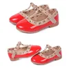 Spedizione gratuita 2015 estate bambini ragazze bambini sandali principessa scarpa scarpe in pelle tendine rivetto scarpe per bambini 4 colori 2-12 anni