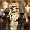 Sammlerstücke aus chinesischem Holz Lederbox mit 32 Teilen Schachspiel