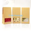 Wholesale 200Pcs/Lot 8*15.5*5cm Kraft Paper Box With Clear Window DIY Gift Packaging Food Storage Packing Oragan Bag For Snack Cookies Nuts