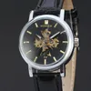 2022 Winnaar Mode Vrouwelijke Leer Elegante Business Skeleton Mechanische Zelf Wind Militaire Wrist Women Horloge Gift Clock