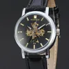 2022 winner fashion female leather elegant business skeleton mechanical self wind military wrist women watch gift clock