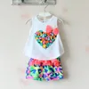 Roupas de bebê menina colete forma do coração + bermudas coloridas 2 pcs bebê meninas roupas set verão bebês outfit Camuflagem da menina ternos da forma