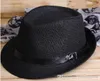 Unisex Women Men Casual Beach Straw Panama Jazz Hat Cowboy Fedora Cap, 10st / Lot Gratis frakt