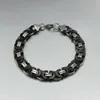 Juego de joyería de la mejor calidad, collar de cadena bizantina plana de plata negra de 8mm, pulsera de acero inoxidable 316L para joyería de regalo para marido/padre